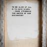 Writer's quote painted on the back of the canvas