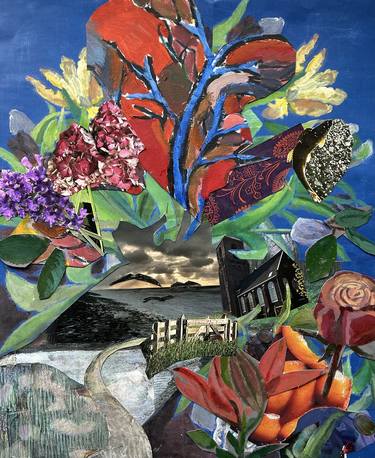 Original Contemporary Botanic Collage by Joyce Engel