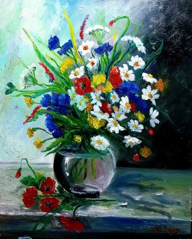 Original Floral Painting by Roman Matselyk