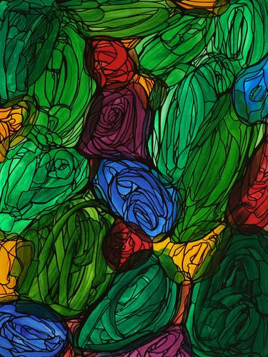 Original Abstract Expressionism Botanic Paintings by Nina Réroot