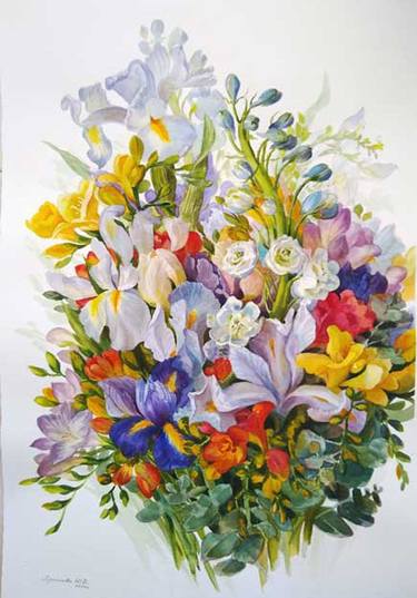 Original Fine Art Floral Paintings by Yulia Krasnov