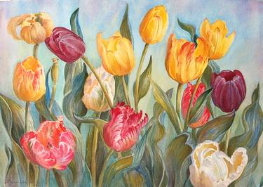 Multicolored tulips thumb
