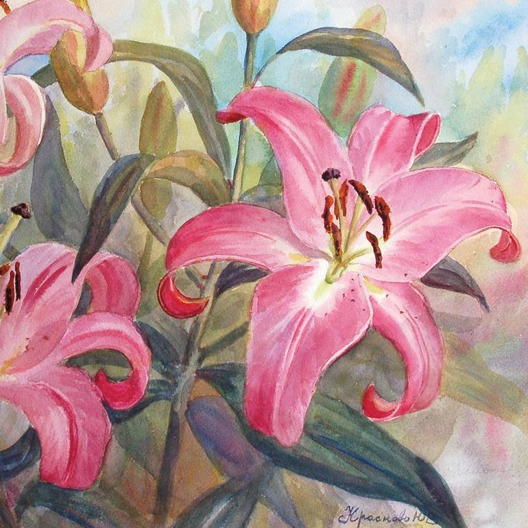 Original Fine Art Floral Painting by Yulia Krasnov