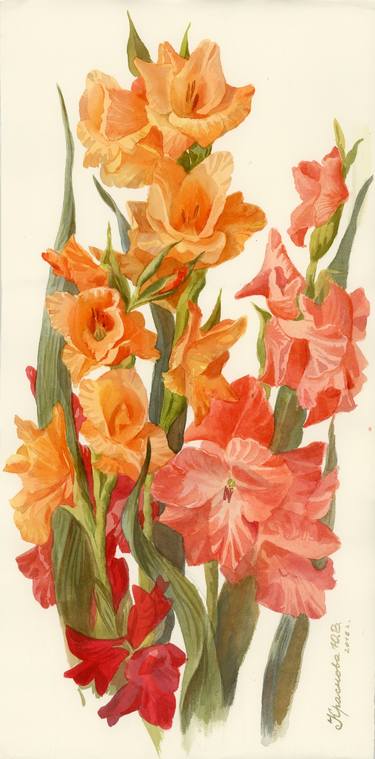 Original Fine Art Floral Paintings by Yulia Krasnov