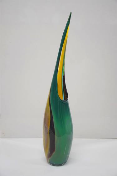 Peacock Vase - Green & Yellow thumb
