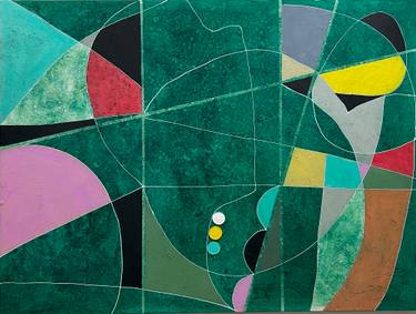 Original Abstract Geometric Painting by Heawon Yi