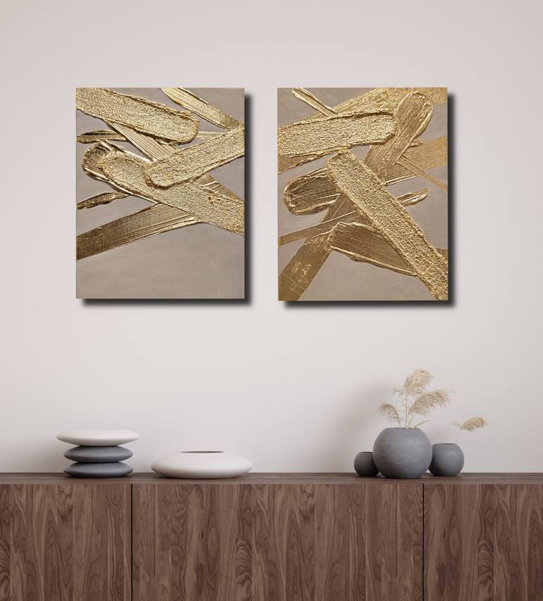 Original Art Deco Abstract Painting by Heawon Yi