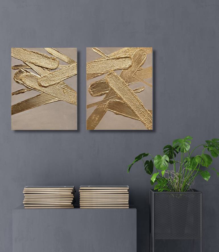 Original Art Deco Abstract Painting by Heawon Yi