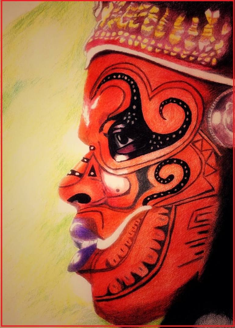 Theyyam Drawing by Dipu Karthikeyan Saatchi Art