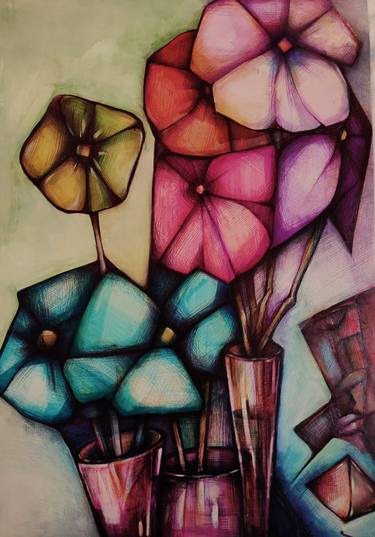Print of Floral Paintings by Naniko Baramidze
