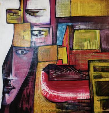 Print of Cubism Abstract Paintings by Naniko Baramidze