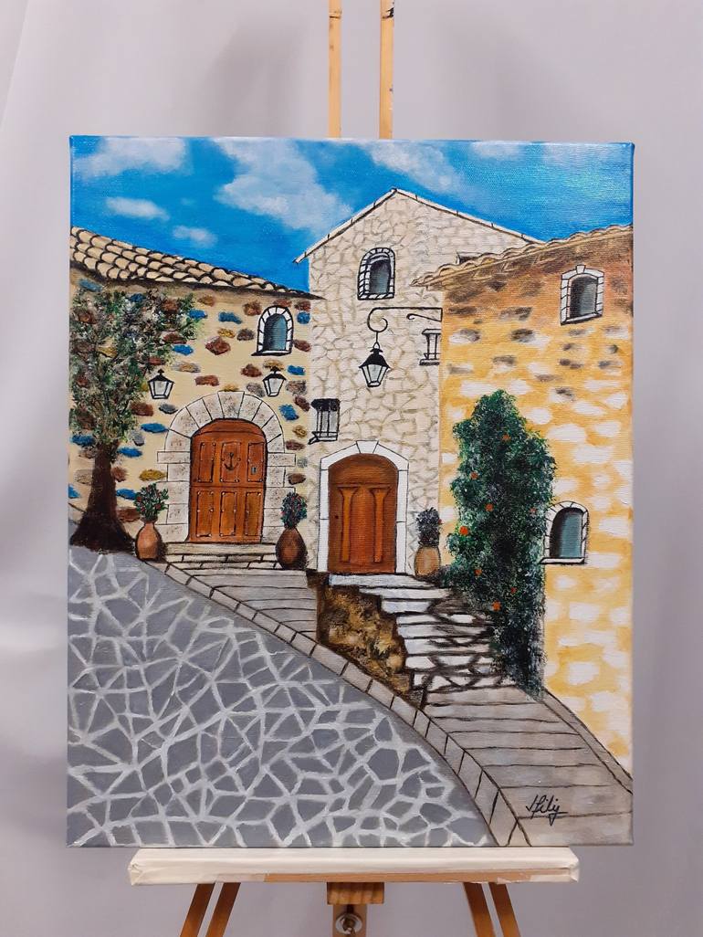 Original Art Deco Landscape Painting by Mariana  Filip