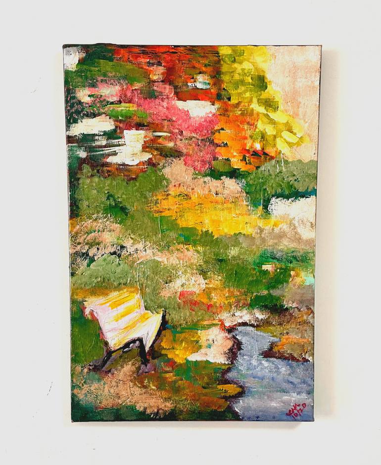 Original Art Deco Landscape Painting by Liezl Anday Mabulay