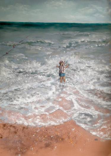 Original Figurative Beach Paintings by Nadia Bedei