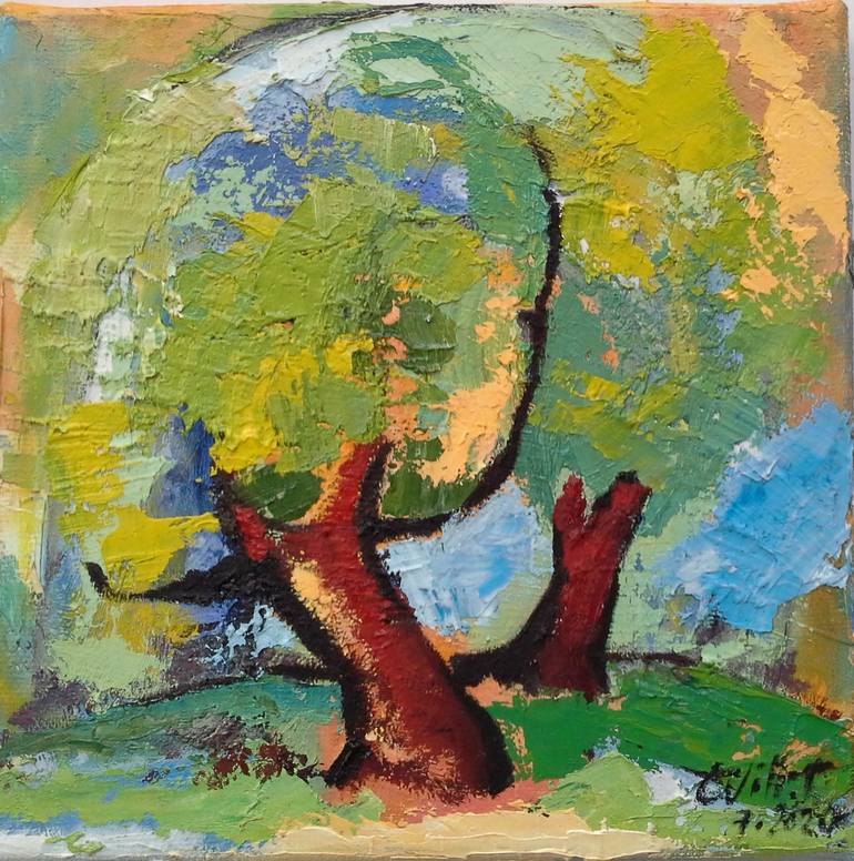 The tree of the way 20x20 cm Painting by Carolina Villagra-Roth