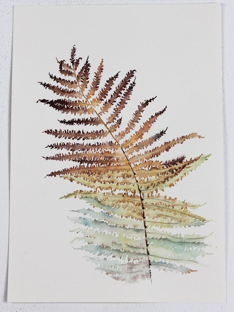 Bronze Fern Watercolor Painting by Yuliia Markova Saatchi Art