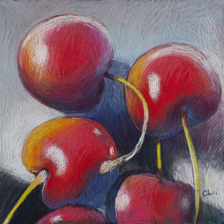 The Cherry. Original Painting. Pastel Painting. Impressionism By George 