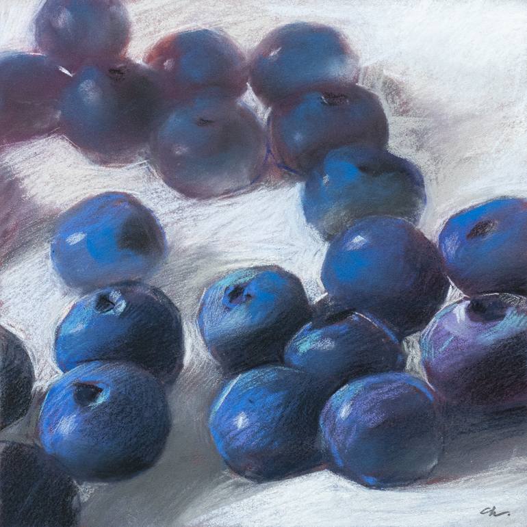 soft pastel drawings of fruits