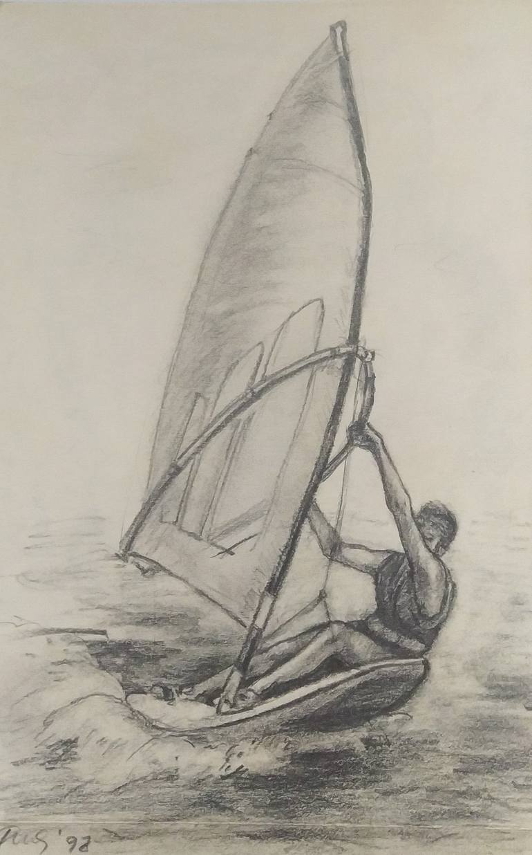Original Fine Art Boat Drawing by Ne Znam