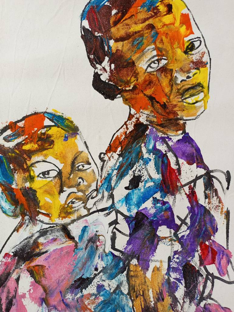 Original Figurative Children Painting by Jafeth Moiane