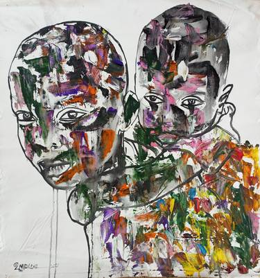 Brothers painting, Afrikkalainen taide, Cuadros africanos, Afro thumb