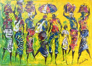Original People Paintings by Jafeth Moiane