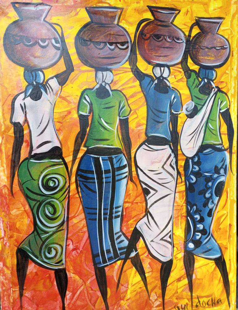 African women paintings on canvas, Black art woman, Black art Painting ...