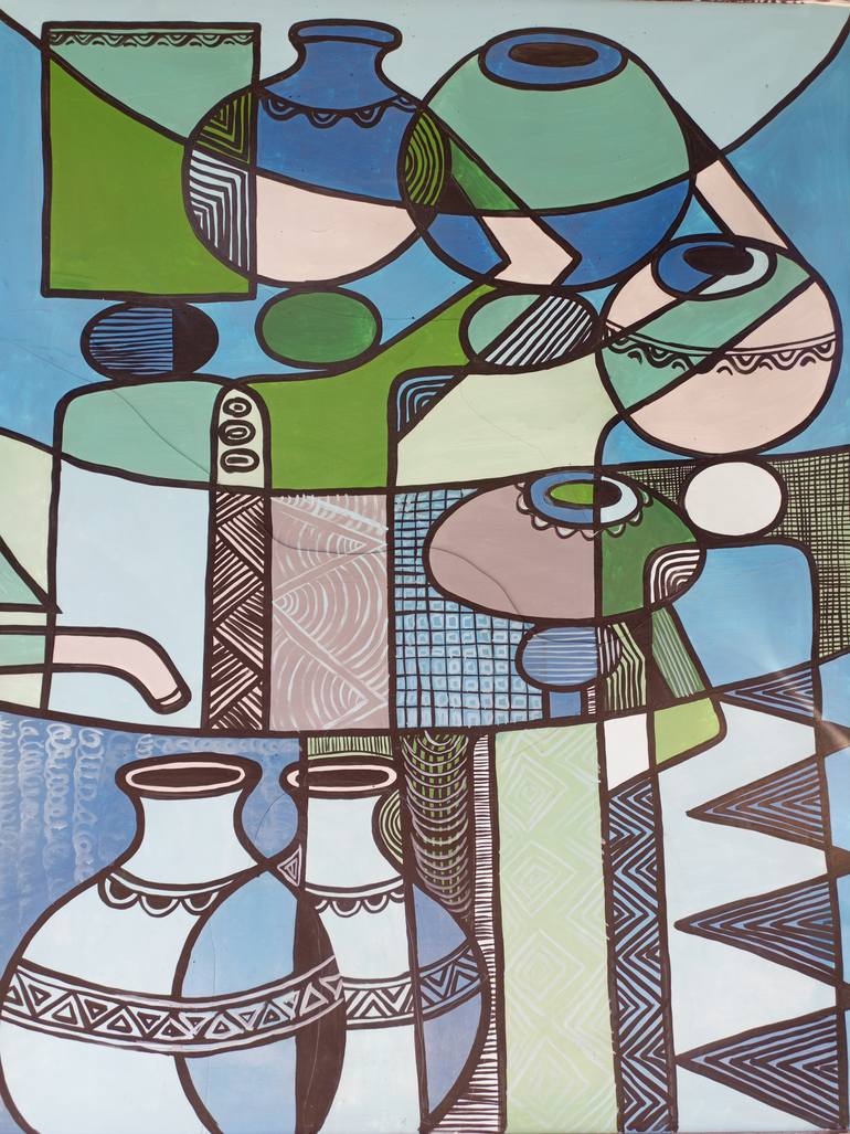 Original Abstract Women Painting by Jafeth Moiane