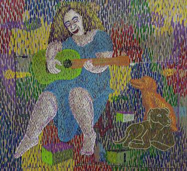 Woman wall art, Abstract paintings on canvas, Girl playing guitar thumb