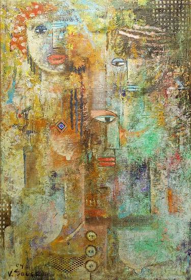 Abstrakte malerei portrat, Abstract wall art, Abstract people thumb