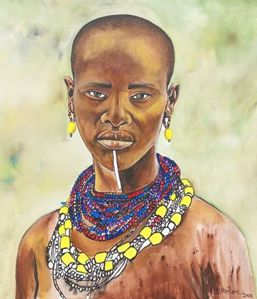 Black woman portrait painting, African woman portrait, Black art thumb