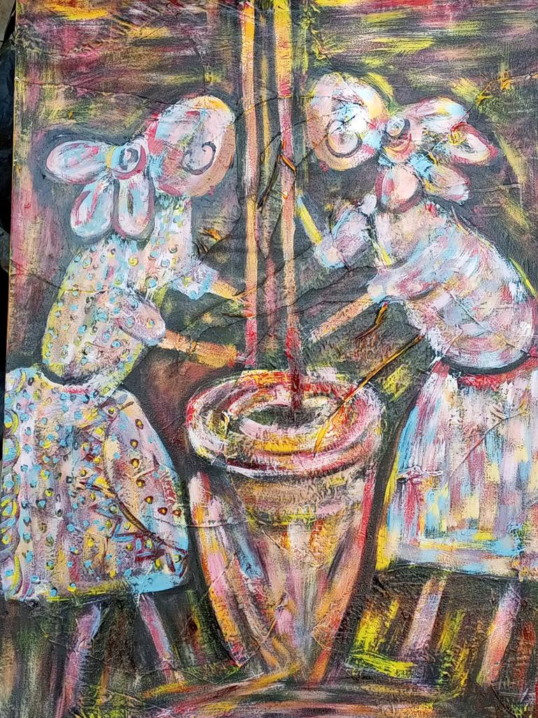 Original Abstract Women Painting by Jafeth Moiane