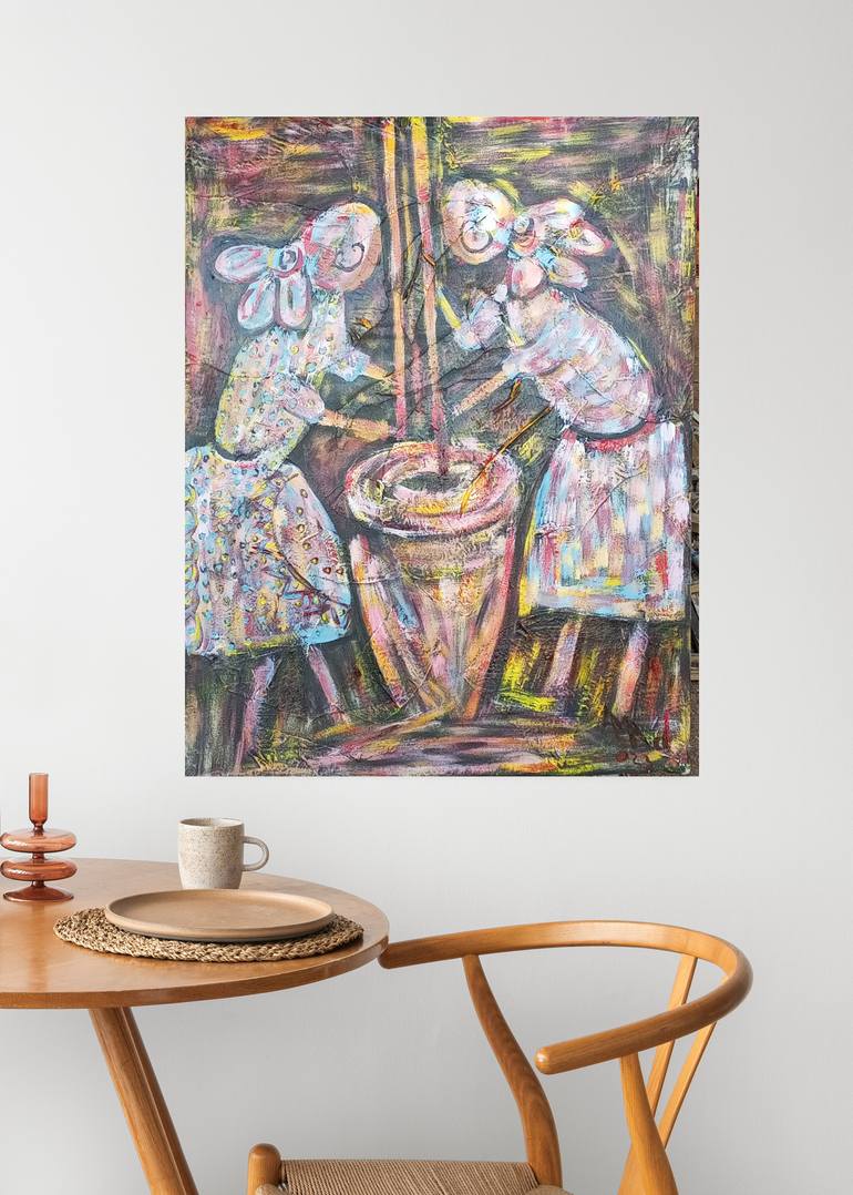 Original Abstract Women Painting by Jafeth Moiane