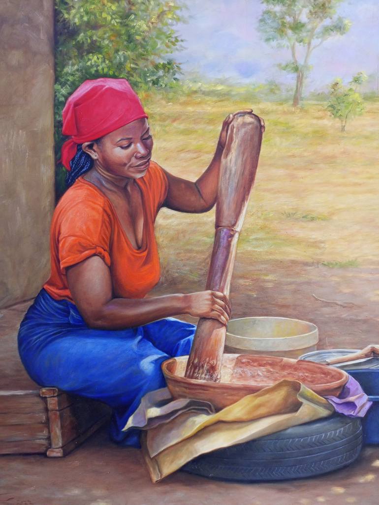 Original Figurative Women Painting by Jafeth Moiane