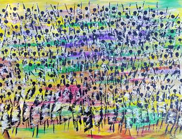 Crowd paintings, Abstract paintings of crowds, African women thumb