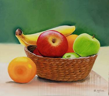 Fruit painting, Kitchen wall decor, Colorful fruit bowl thumb