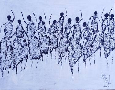 Abstract paintings of crowds, Crowd paintings, African women thumb