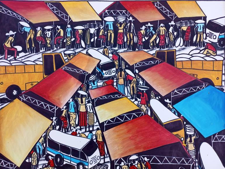 Original Figurative Transportation Painting by Jafeth Moiane