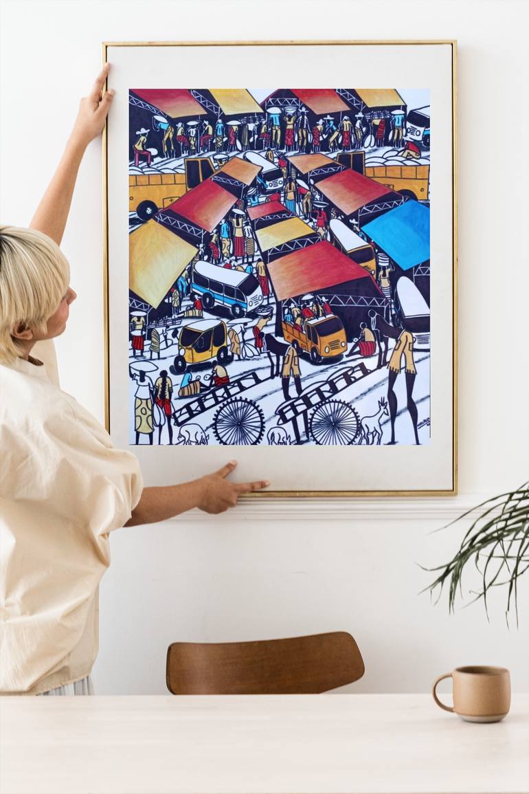 Original Art Deco Transportation Painting by Jafeth Moiane