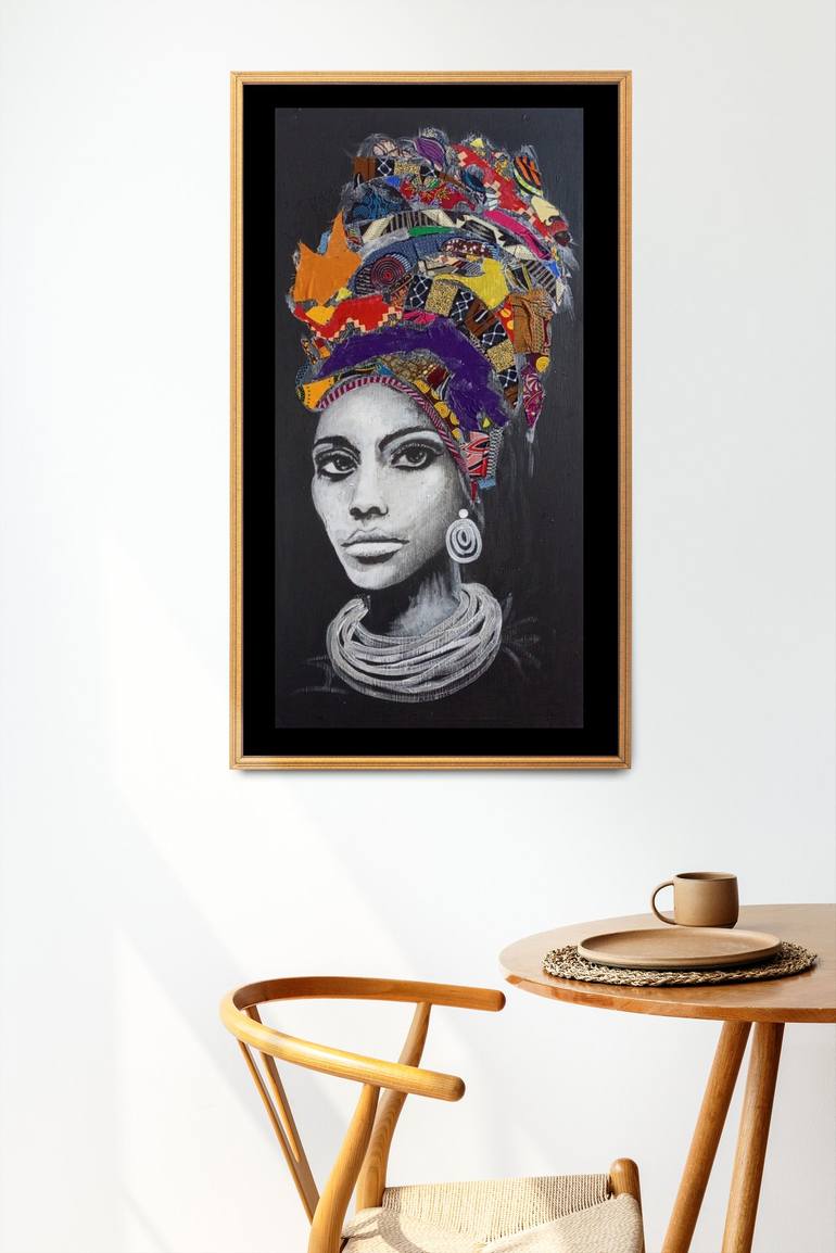 African fabric collage, Black woman art, Black woman Collage by Jafeth ...