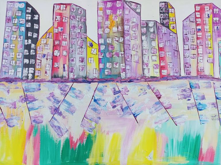 Original Cities Painting by Jafeth Moiane