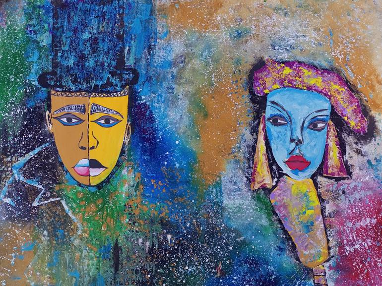 Original Figurative Love Painting by Jafeth Moiane
