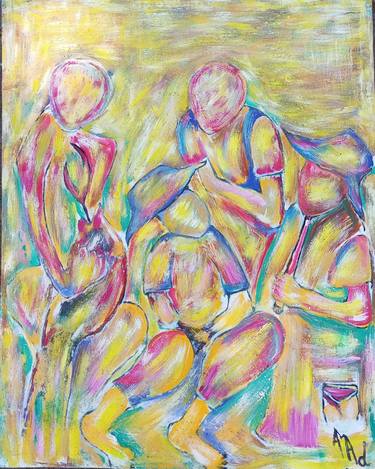 Print of Figurative Family Paintings by Jafeth Moiane