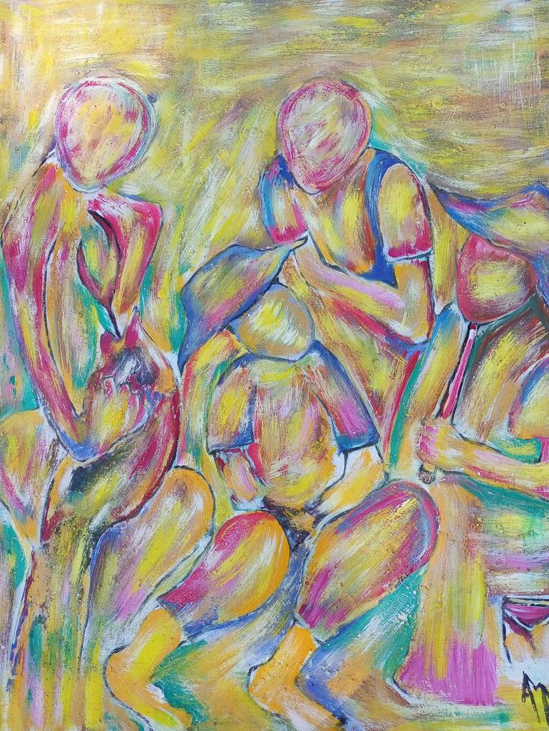 Original Figurative Family Painting by Jafeth Moiane