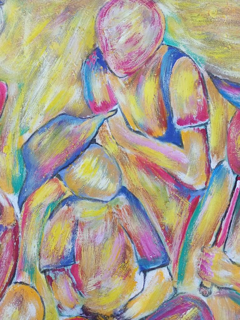 Original Figurative Family Painting by Jafeth Moiane