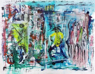 Print of Abstract Cities Paintings by Jafeth Moiane
