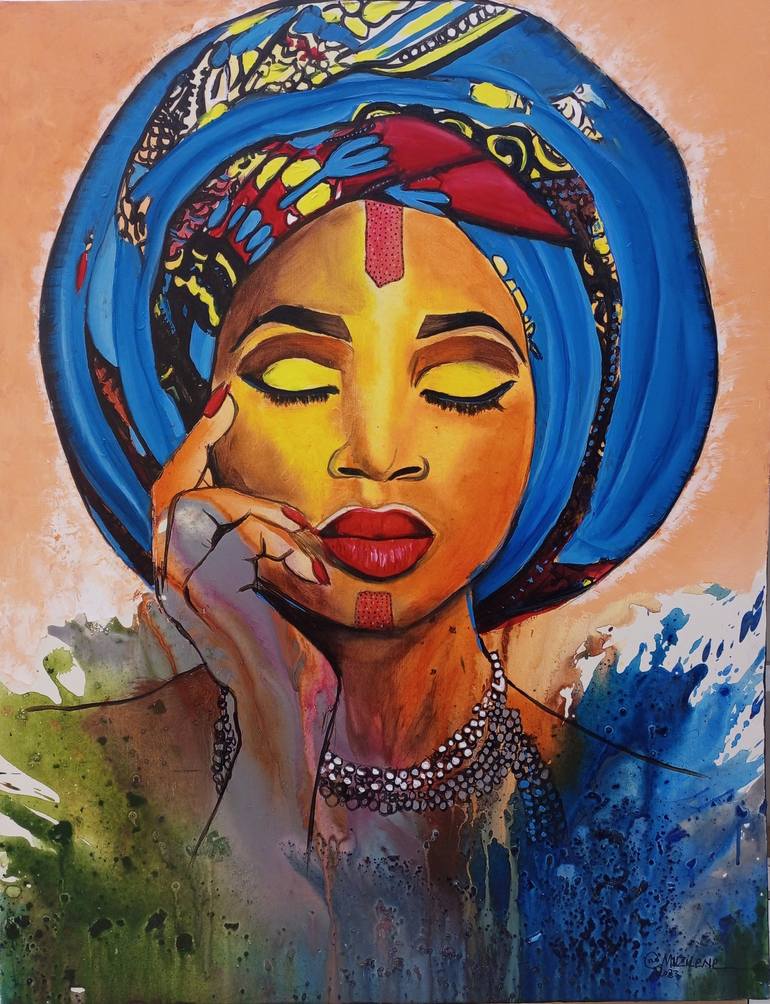 Afro woman art, Afro wall art, Afro canvas, Afro woman Painting by ...