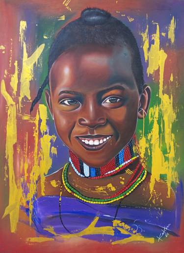 Beautiful African girl, Girl portrait, African art for sale, thumb