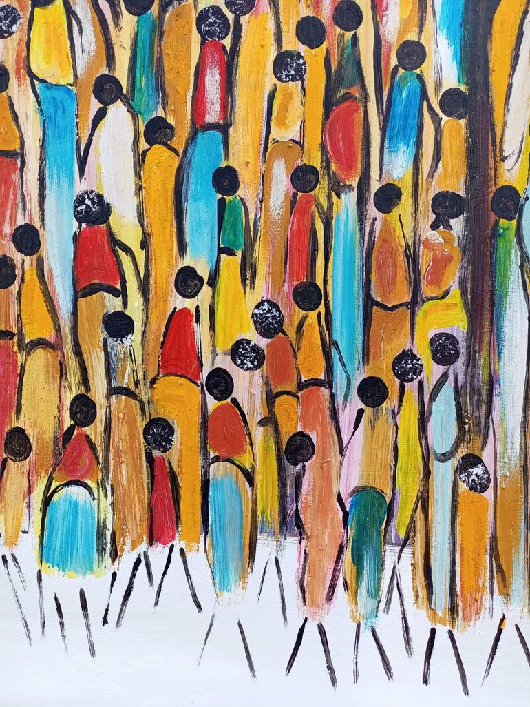 Original Abstract People Painting by Jafeth Moiane