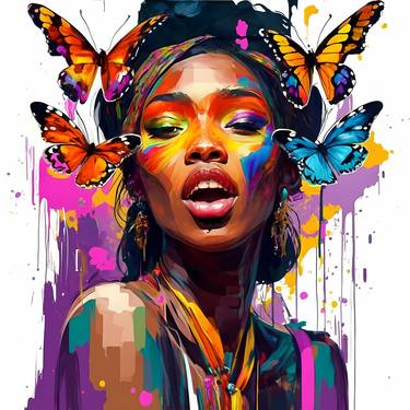 Afro woman beauty, Colorful face woman painting, Digital thumb